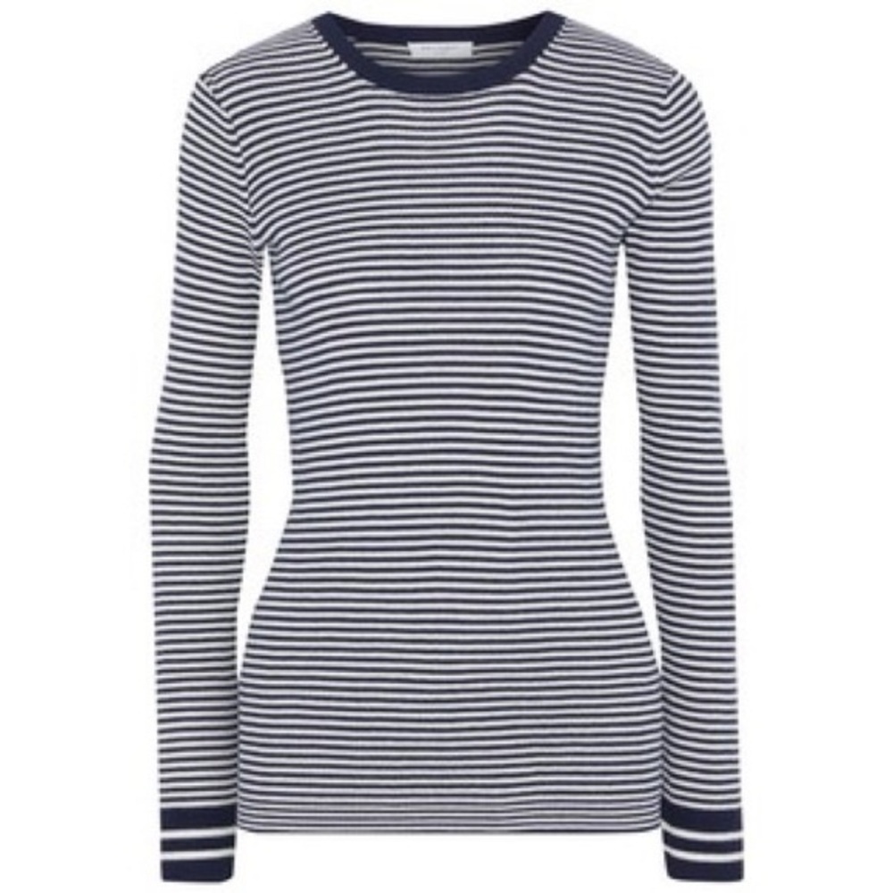 EQUIPMENT FEMME VIRIGNIA RIB LONG SLEEVE STRIPE SWEATER SHIRT‎